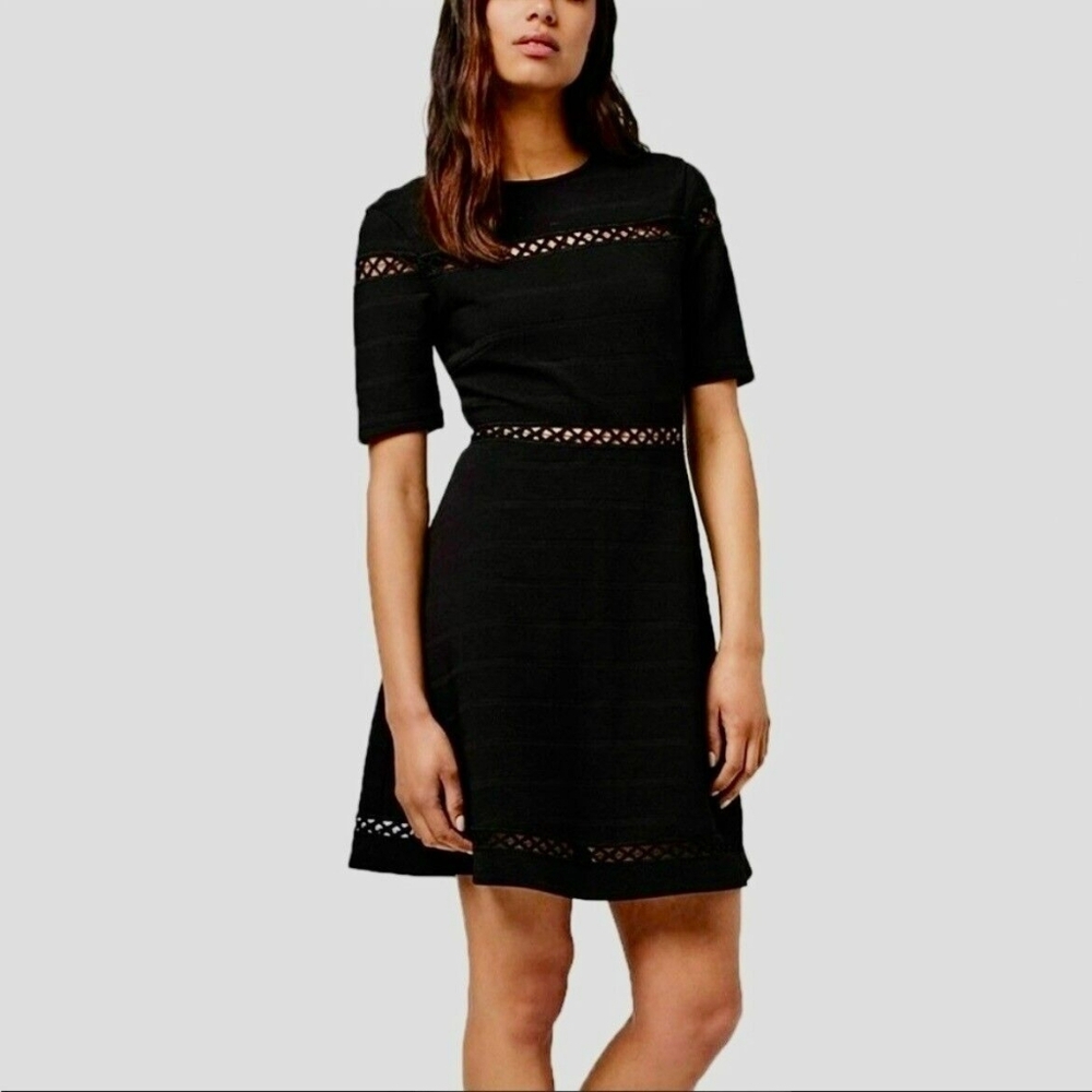 TOPSHOP Openwork Black Dress